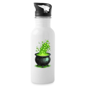 Hexenkessel mit grünem Zaubertrank - Trinkflasche mit integriertem Trinkhalm - Weiß - Rechts