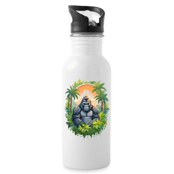 Gorilla in the jungle - Water bottle with straw - white - Right