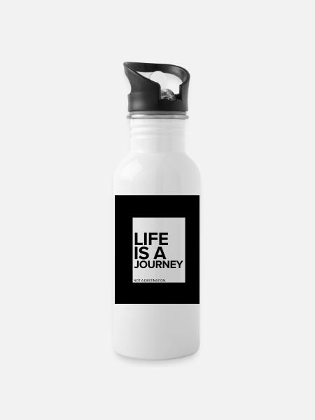 Journey of Life - Water bottle with straw - white