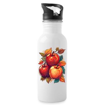 Äpfel im Herbst - Trinkflasche mit integriertem Trinkhalm - Weiß - Rechts