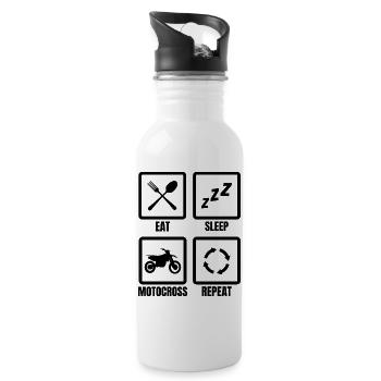 Motocross Saying - Water bottle with straw - white - Right