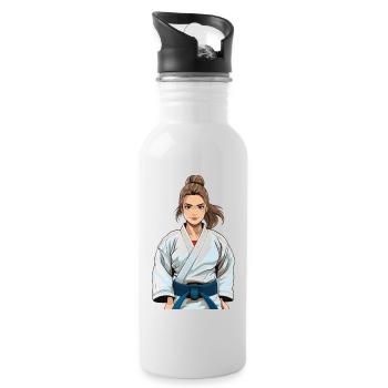Judo – Judoka Illustration - Trinkflasche mit integriertem Trinkhalm - Weiß - Rechts