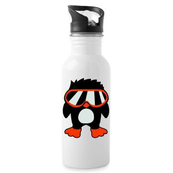 Penguin Bird Cool Ski Goggles DJ Fun Little Bird - Water bottle with straw - white - Right