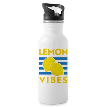 Lemon Vibes Lemon Tomato Girl Summer Italy - Water bottle with straw - white - Right