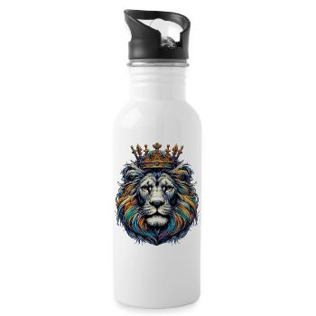 Lion - Water bottle with straw - white - Right