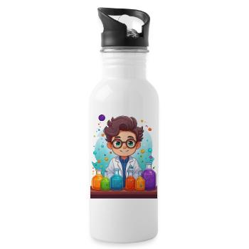 Chemiker macht Chemie Experimente im Labor - Trinkflasche mit integriertem Trinkhalm - Weiß - Rechts