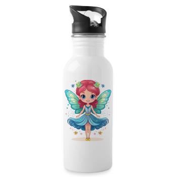 Cute Fantasy Fairy - Water bottle with straw - white - Right