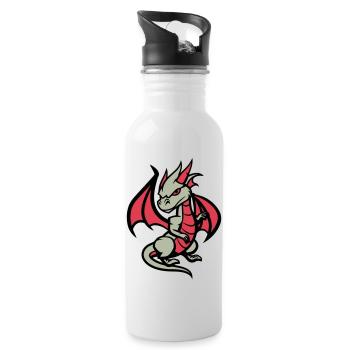 drache comic - Trinkflasche mit integriertem Trinkhalm - Weiß - Rechts
