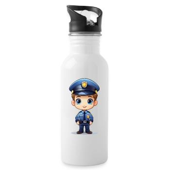Polizist – Polizei Illustration - Trinkflasche mit integriertem Trinkhalm - Weiß - Rechts