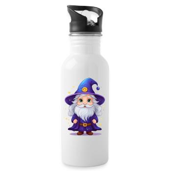 Magischer Zauberer Im Cartoon Stil - Trinkflasche mit integriertem Trinkhalm - Weiß - Rechts
