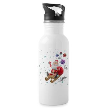 Santa Claus and the presents - Water bottle with straw - white - Right