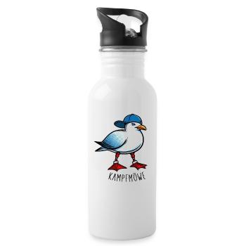 KAMPFMÖWE - Humorvolles Design für Möwen-Fans! - Trinkflasche mit integriertem Trinkhalm - Weiß - Rechts
