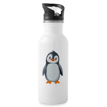 Pinguin - Trinkflasche mit integriertem Trinkhalm - Weiß - Rechts