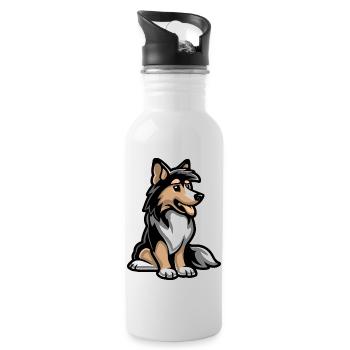 Dog Comic - Water bottle with straw - white - Right