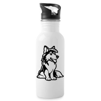 Dog Comic - Water bottle with straw - white - Right