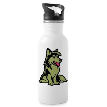 dog comic - Trinkflasche mit integriertem Trinkhalm - Weiß - Rechts
