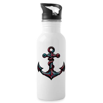 Ein Anker - Trinkflasche mit integriertem Trinkhalm - Weiß - Rechts