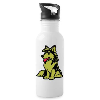 dog comic hund - Trinkflasche mit integriertem Trinkhalm - Weiß - Rechts