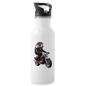 Herisson motard - Gourde avec paille intégrée - blanc - Droite
