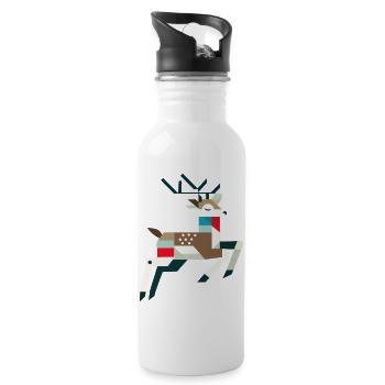Majestic Stag – Unique and Stylish - Water bottle with straw - white - Right