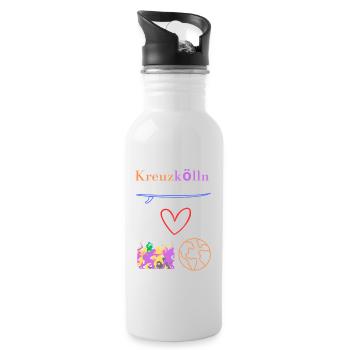 Kreuzkölln Lifestyle Leben im Kiez, Hipster, Hood - Trinkflasche mit integriertem Trinkhalm - Weiß - Rechts