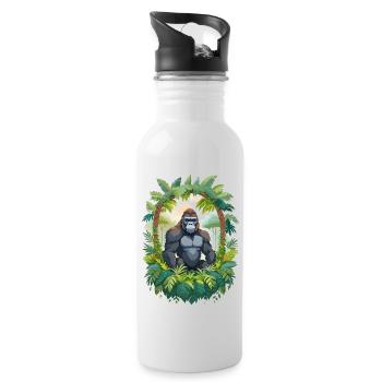 Gorilla in the jungle - Water bottle with straw - white - Right