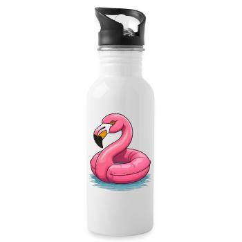 Flamingo Schwimmring - Trinkflasche mit integriertem Trinkhalm - Weiß - Rechts