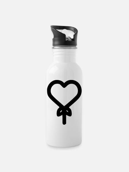 Ballon coeur - Gourde avec paille intégrée - blanc