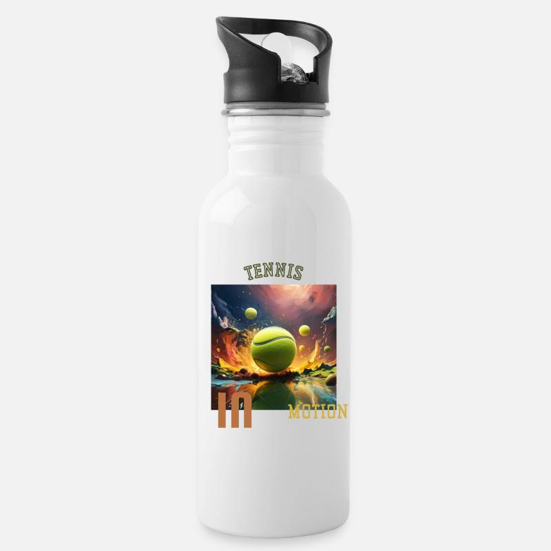 Tennis in Motion - Water bottle with straw - white