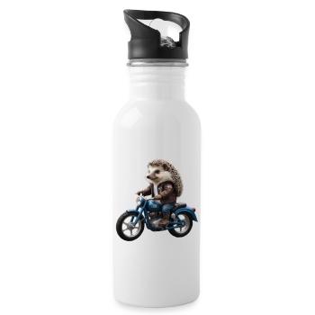 Hérisson motard - Gourde avec paille intégrée - blanc - Droite