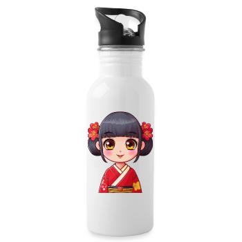 Jolie fille japonaise - Gourde avec paille intégrée - blanc - Droite