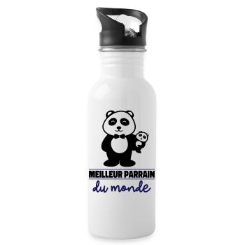 meilleur parrain du monde - Gourde avec paille intégrée - blanc - Droite