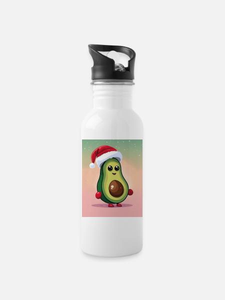 Weihnachten - Trinkflasche mit integriertem Trinkhalm - Weiß