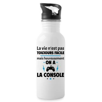 La vie n'est pas toujours facile, console - Gourde avec paille intégrée - blanc - Droite