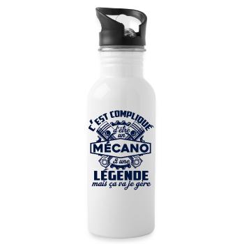 mécanicien mécano légendaire - Gourde avec paille intégrée - blanc - Droite
