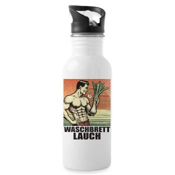 Washboard Leek Fun - Water bottle with straw - white - Right