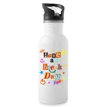 Have a Break Day - Kreatives Graffiti-Design - Trinkflasche mit integriertem Trinkhalm - Weiß - Rechts