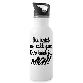 Funny Saying Picture Funny Humor Gift Idea - Water bottle with straw - white - Right