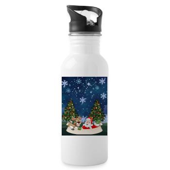 Weihnachtsmann-Spaß - Trinkflasche mit integriertem Trinkhalm - Weiß - Rechts