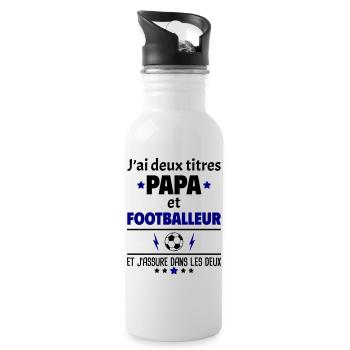Deux titres papa et footballeur - Gourde avec paille intégrée - blanc - Droite