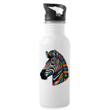 Zebra - Trinkflasche mit integriertem Trinkhalm - Weiß - Rechts