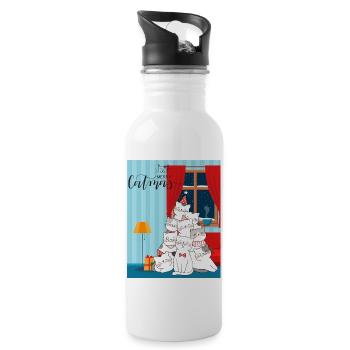 Merry Catmis - Sapin de Noël fait de chats - Gourde avec paille intégrée - blanc - Droite