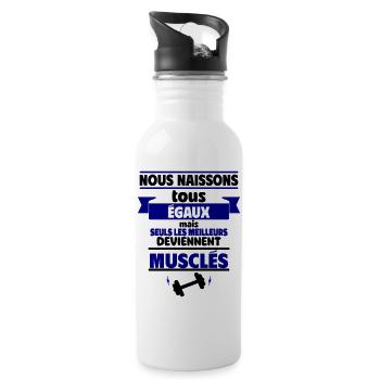 les meilleurs deviennent musclés - Gourde avec paille intégrée - blanc - Droite