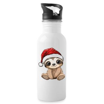 paresseux Noël mignon Noël mignon - Gourde avec paille intégrée - blanc - Droite