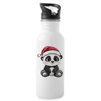 Panda Noël Mignon Noël mignon Noël - Gourde avec paille intégrée - blanc - Droite