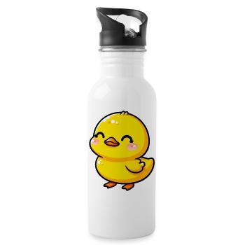 Ente Ente Ente Ente Ente - Trinkflasche mit integriertem Trinkhalm - Weiß - Rechts