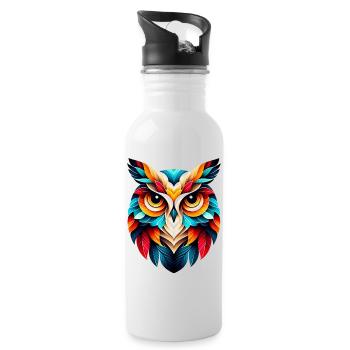 Hibou - Gourde avec paille intégrée - blanc - Droite