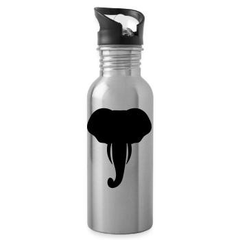 Cooler Elefantenkopf Geschenk - Trinkflasche mit integriertem Trinkhalm - Lightsilver - Rechts