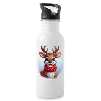 Ein niedliches Rentier zu Weihnachten - Trinkflasche mit integriertem Trinkhalm - Weiß - Rechts