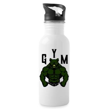 Bear Comic Gym Beast - Water bottle with straw - white - Right